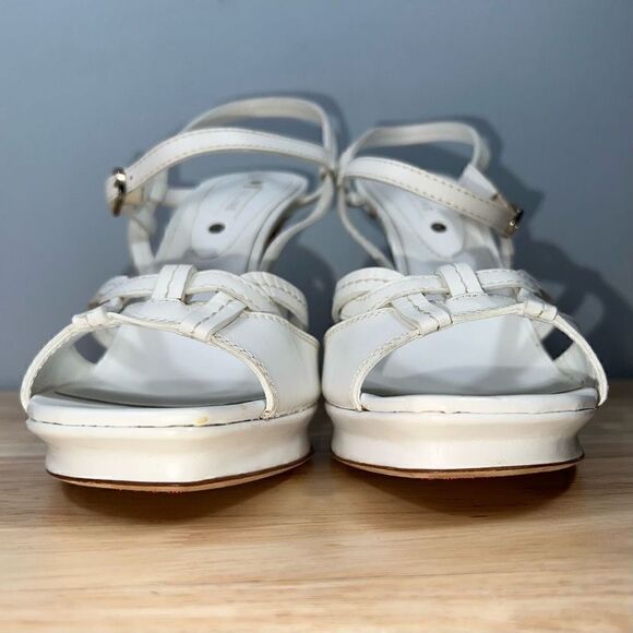 Celine, White Stiletto High Heeled Strappy Sandal Pumps Ankle Buckle Women’s 9.5 - Picture 4 of 9
